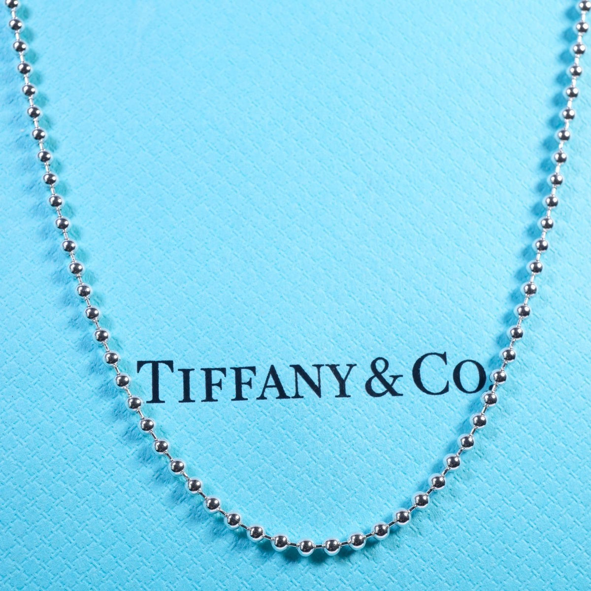 Excellent Tiffany & Co Sterling Silver 925 Long Ball Chain Necklace 88cm 34.6in