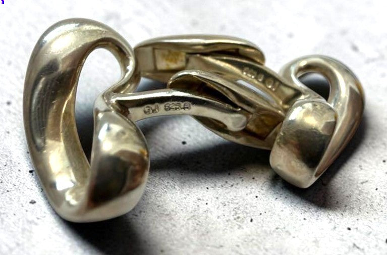Georg Jensen Infinity Ribbon Cufflinks Sterling Silver 925 Vintage Men's Used