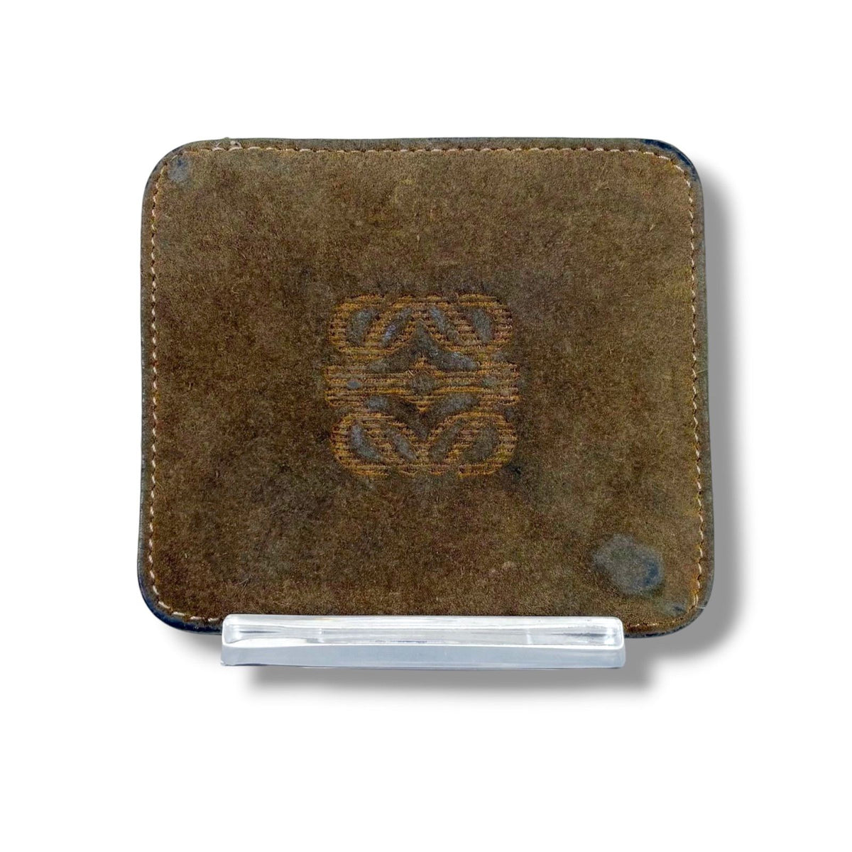 Loewe Anagram Brown Suede Leather Coin Case Coin Purse 10 x 9cm 3.9 x 3.5in