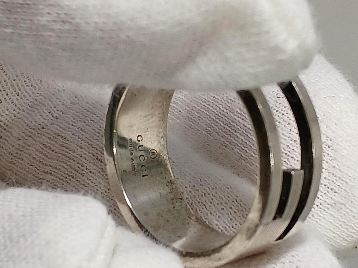 GUCCI Interlocking G Band Ring Silver 925 Sterling Size US10 EU62 Auth Italy