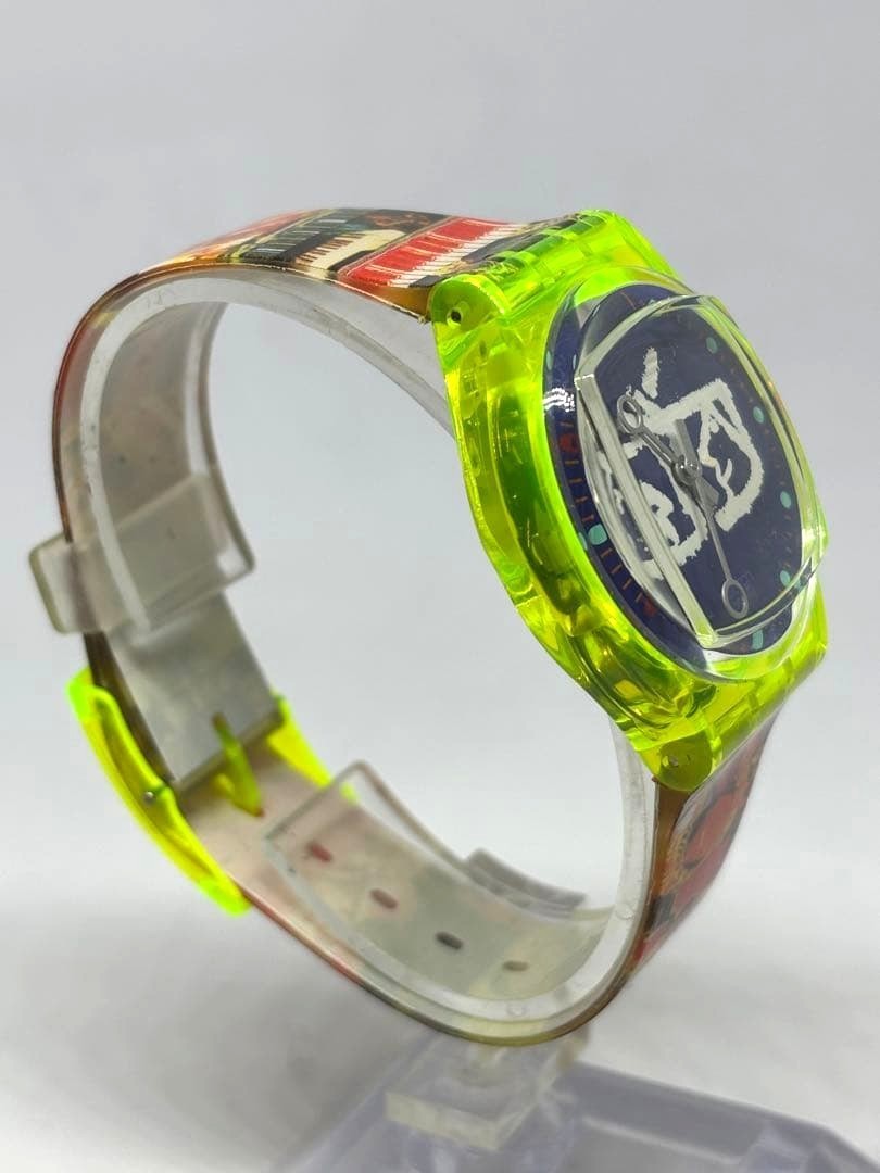 Swatch Nam June Paik Artist Collaboration Quartz Watch Neon Green Resin Case