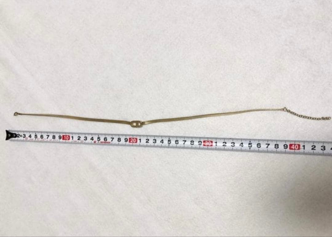 Christian Dior Gold Plated CD Logo Choker Necklace Mesh Chain L 15.3in