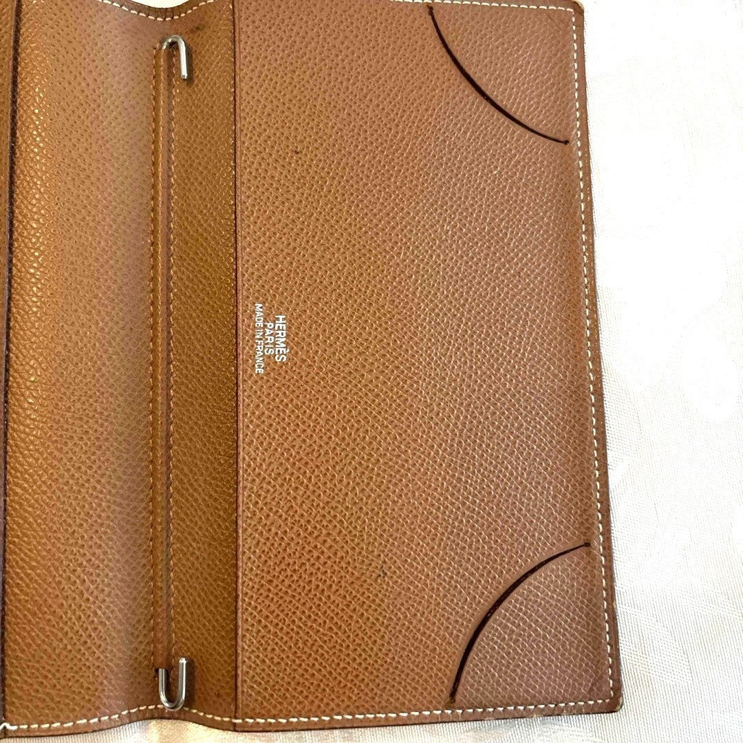 HERMES Agenda Cover Notebook Cover Camel Epsom Leather Made in France Vintage