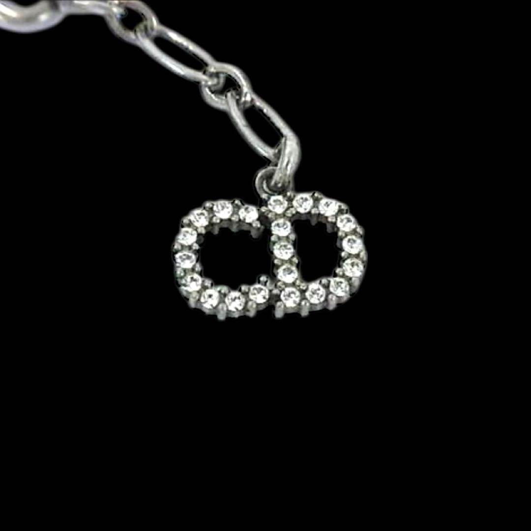 DIOR J'ADIOR Rhinestone Choker Necklace Black Velvet Crystal Logo Adjustable