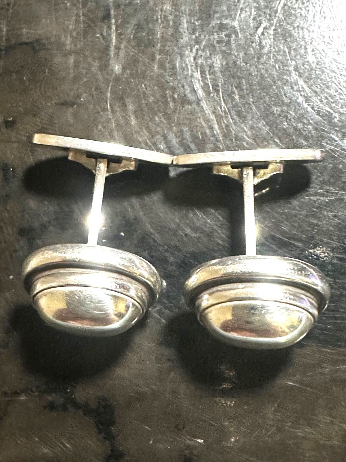 GEORG JENSEN Cufflinks Model 44B Sterling Silver 925 Dome Vintage Denmark Made