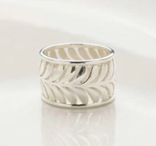 Tiffany & Co Silver 925 Paloma Picasso Villa Palm Leaf Wide Ring Size US 5.75