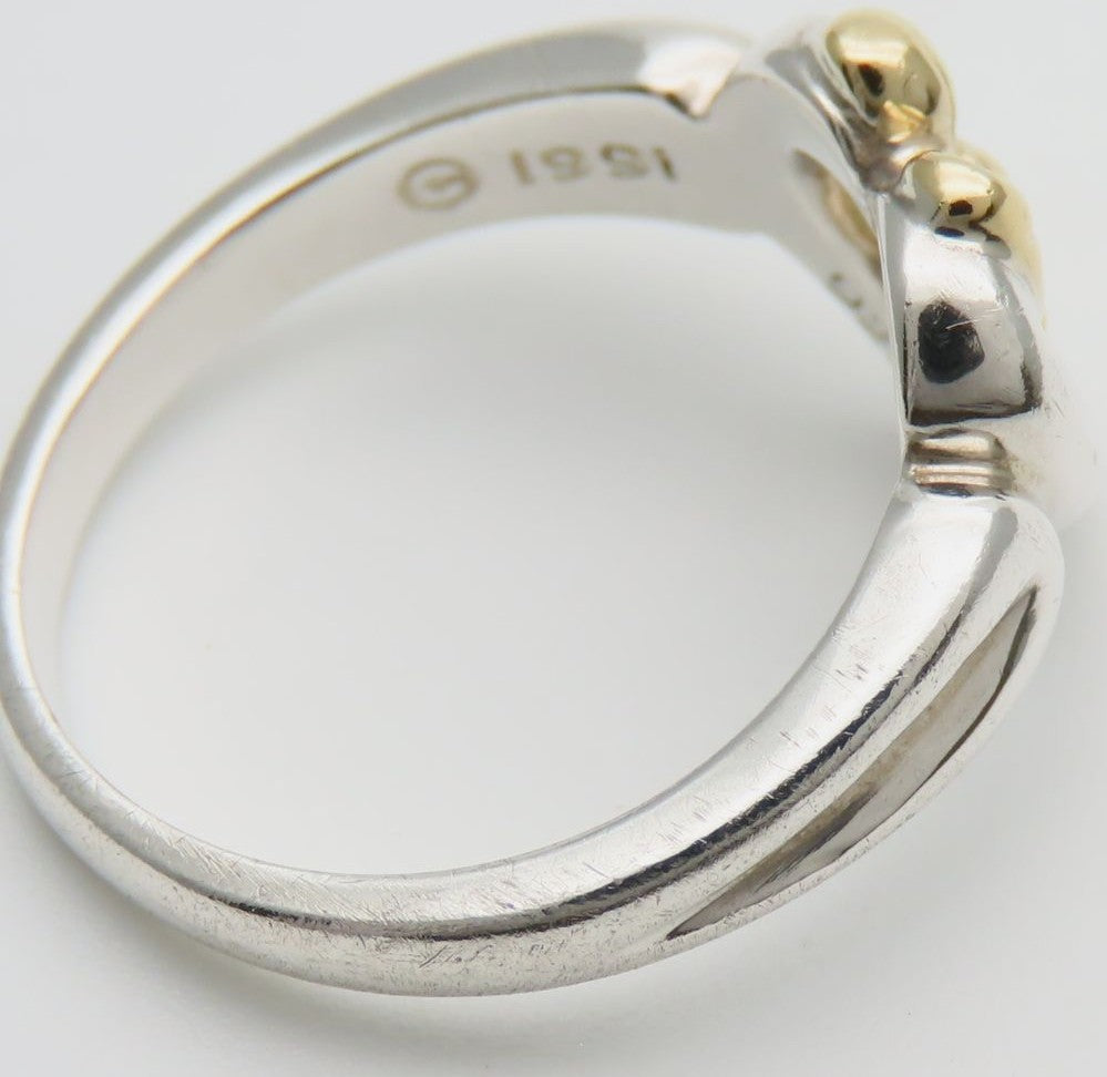Tiffany & Co Heart Ribbon Ring Silver 925 18K Yellow Gold Combo Size US6 EU52