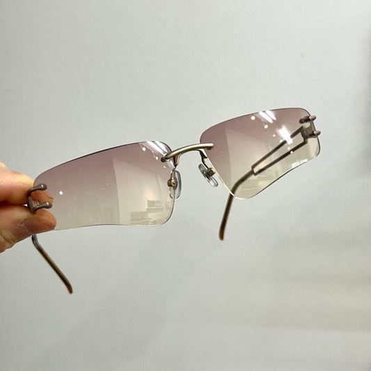 Alexander McQueen Authentic 42-0030 VTG Rimless Sunglasses Matte Brown Frame