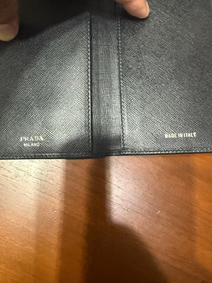 PRADA Saffiano Leather Notebook Cover Black Agenda Case Made in Italy 8.5x17in