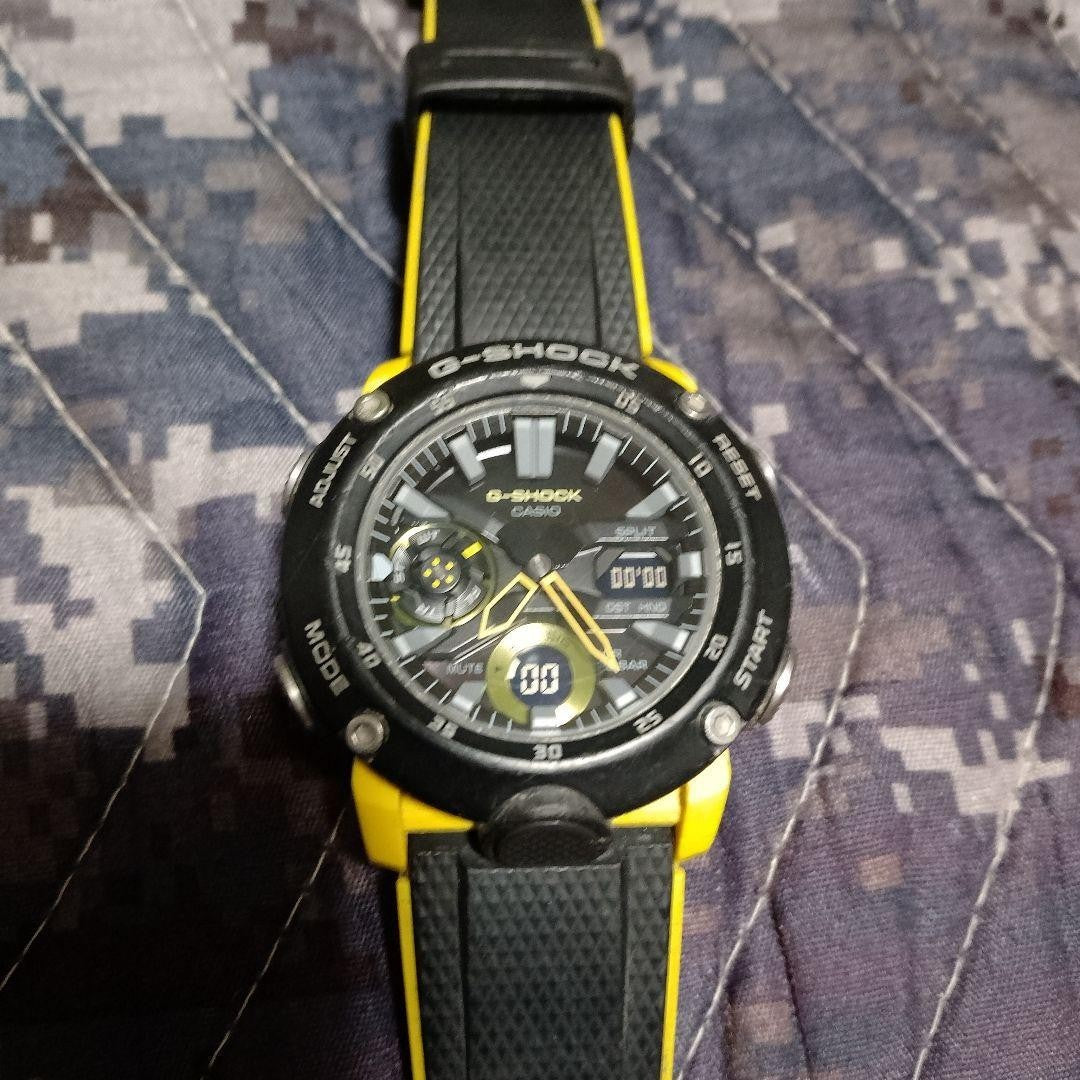 Casio G-Shock GA-2000 Carbon Core Guard Mens Watch Yellow Black Working