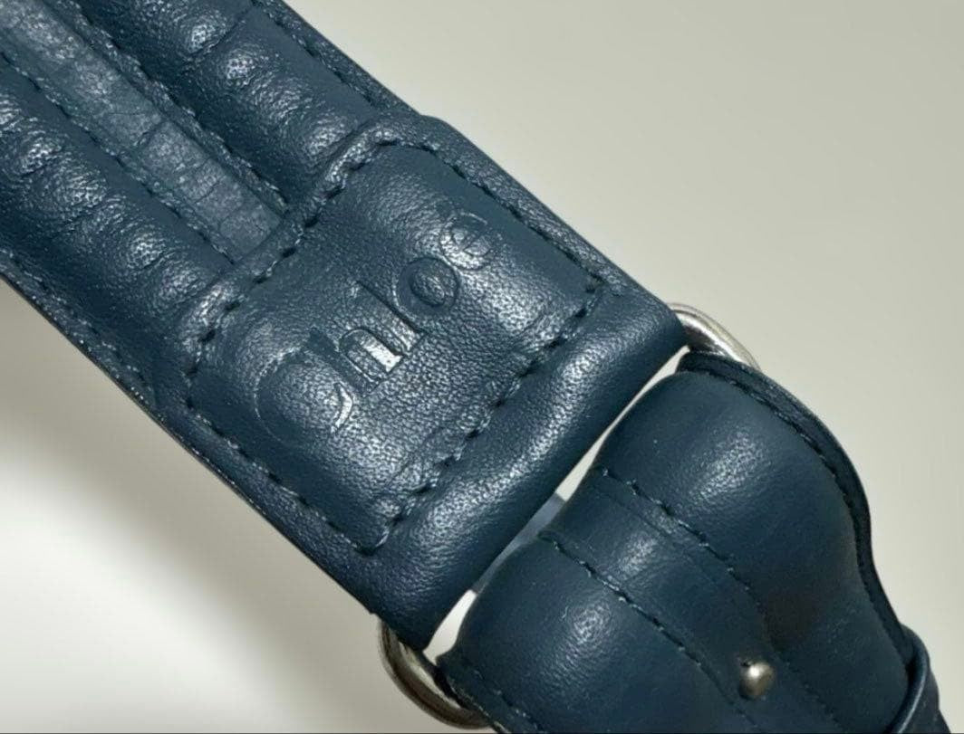 Chloé Kids Leather Belt Bow Buckle Peacock Blue 85cm 33.5in Authentic