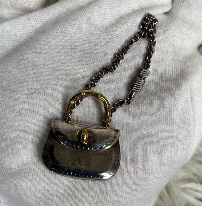 Gucci Bamboo Bag Design Silver Tone Bag Charm key Chain