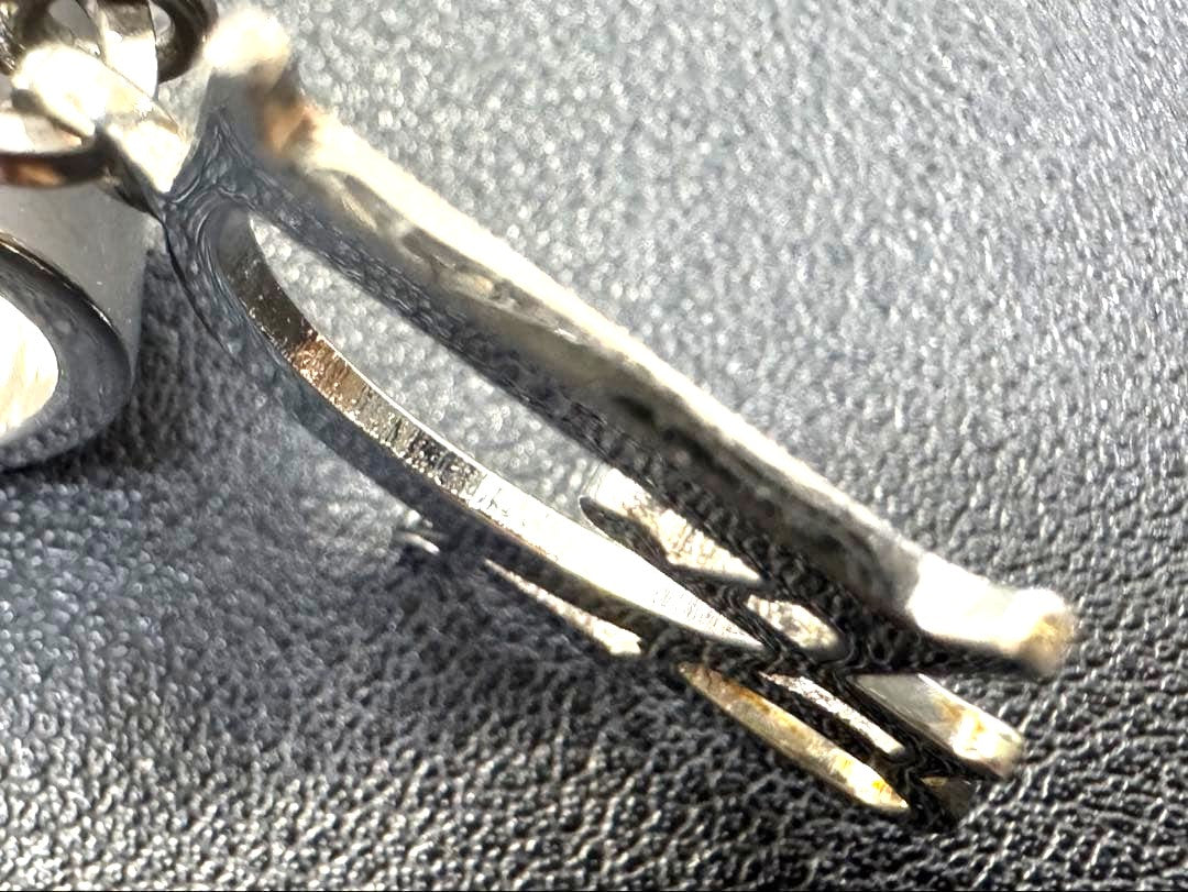 Christian Dior Logo Charm Ring Silver-Tone Metal Wide Band US4 EU47 Vintage AUTH