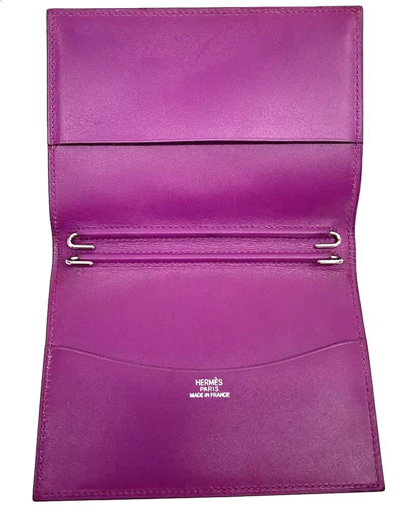 Hermes Agenda Cover Notebook Holder Purple Leather 9.5x13cm 3.7x5.1" France Used