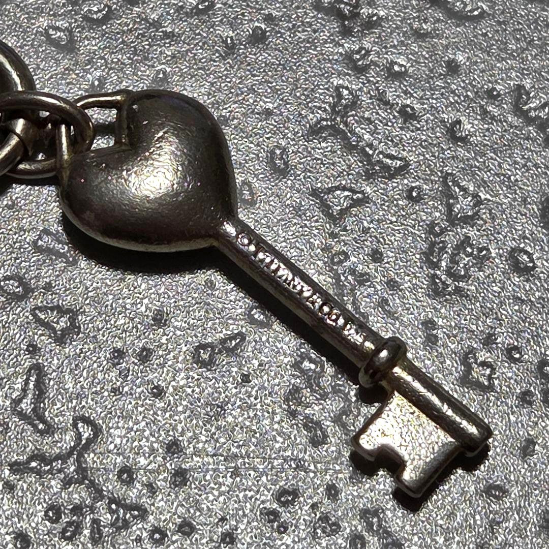 Tiffany & Co Key Charm Pendant Top Silver 925 Green Heart Enamel Sterling 3.5cm