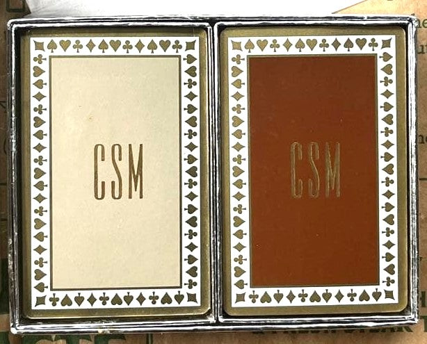 Tiffany & Co Monogram CSM Playing Cards Double Deck Set Cream Brown VTG Unused