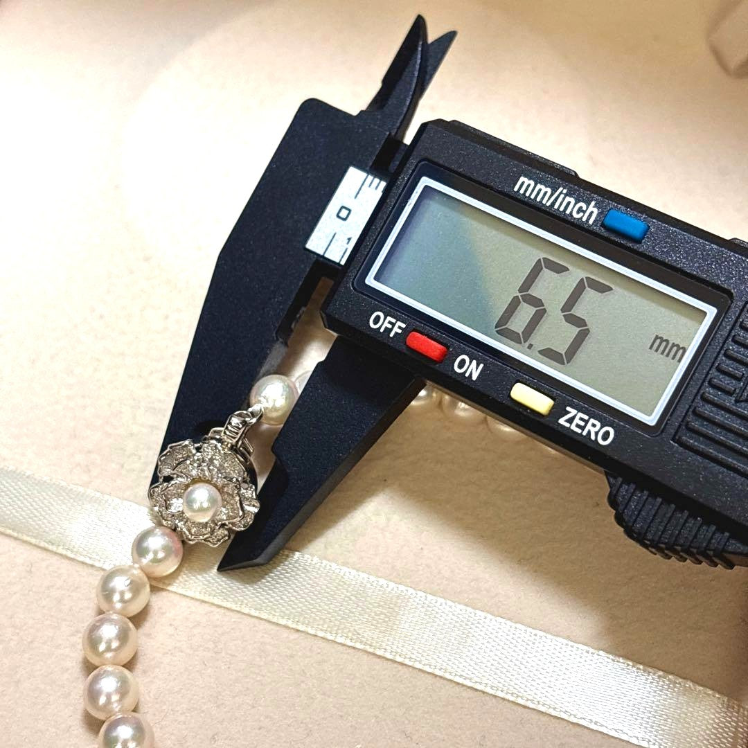 Akoya Pearl Necklace 6.0-6.5mm Cream Strong Luster Silver Clasp 42cm 16.5in