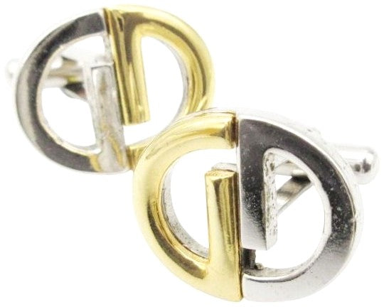 Gucci Interlocking G Cufflinks Gold Silver Tone Two-Tone Men 0.7x0.8in Used