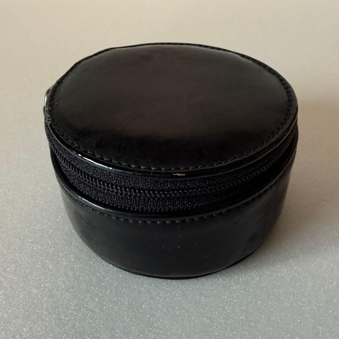 Tiffany & Co Black Leather Round Jewelry Case Storage Mini Box Diameter 8cm
