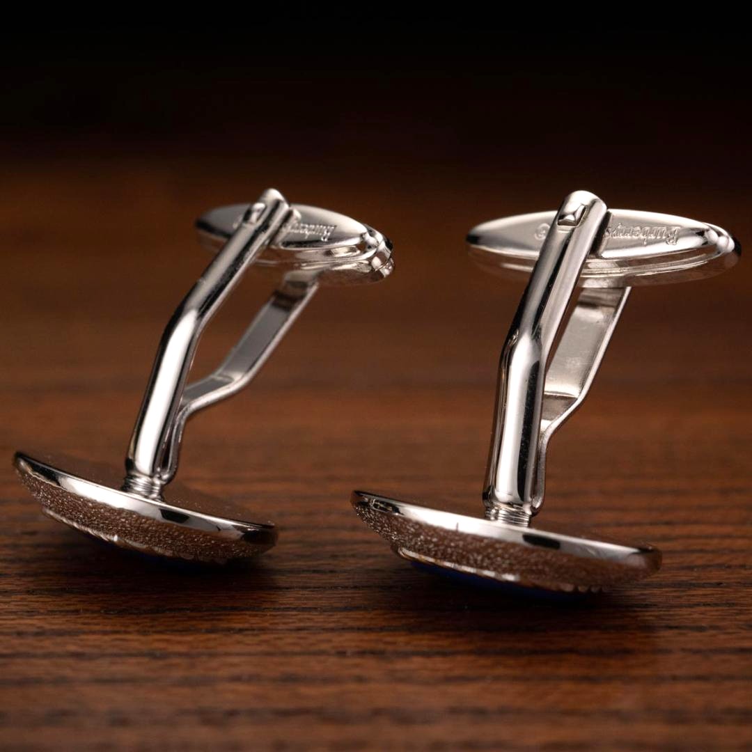 Burberry Cufflinks Lapis Lazuli Gold Silver Tone Metal Men's Oval Design