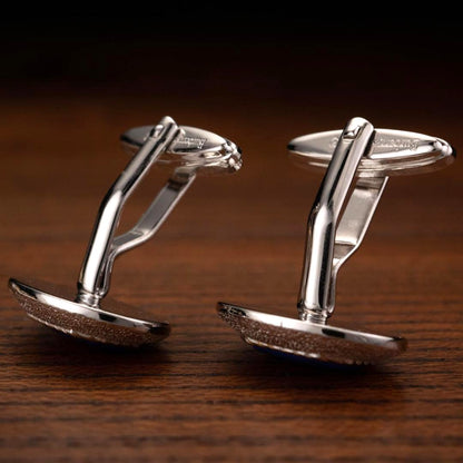 Burberry Cufflinks Lapis Lazuli Gold Silver Tone Metal Men's Oval Design