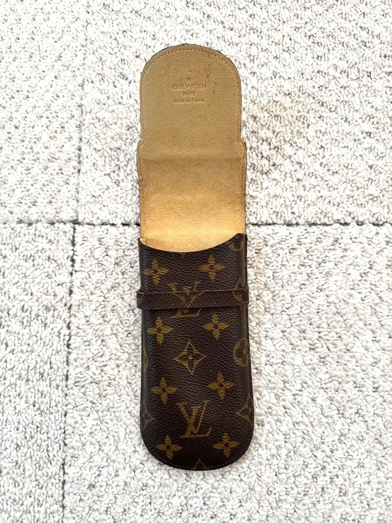 Louis Vuitton Etui Lunettes Glasses Case Monogram Brown Leather Made in France