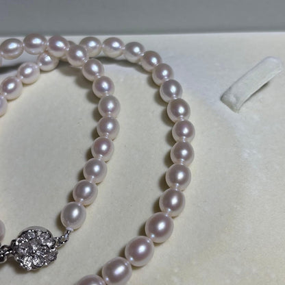Akoya Pearl Necklace & Earrings Set Pink 6.5-7.0mm 43.5cm 17.1in Silver Clasp