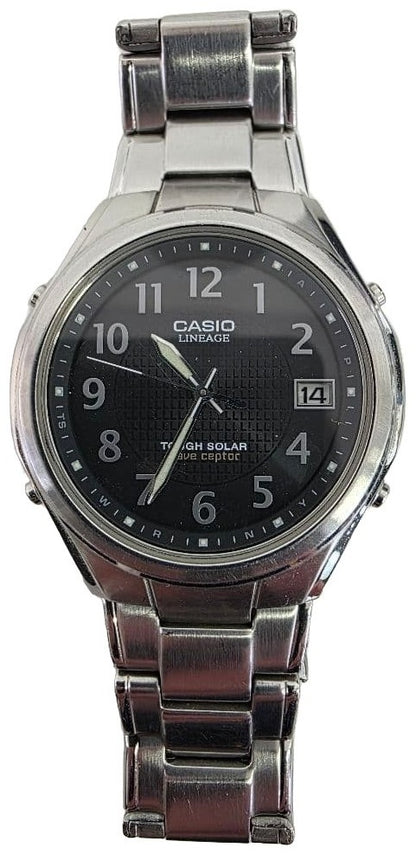 CASIO LINEAGE LIW-120 Tough Solar Radio Wave Mens Watch Black Dial Steel Strap