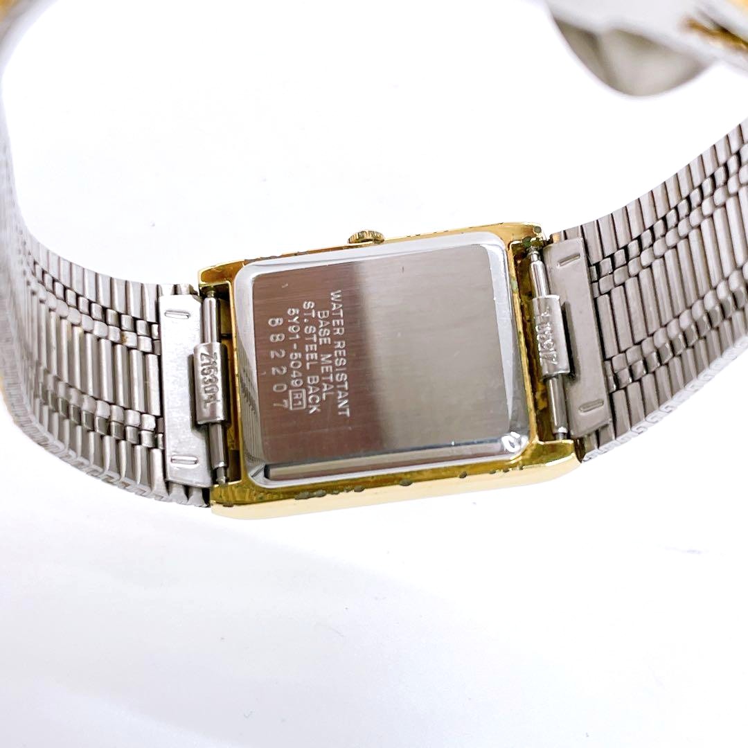 SEIKO Dolce Quartz 6030-5540 Square Gold Dial Vintage Watch Japan 1982 Used