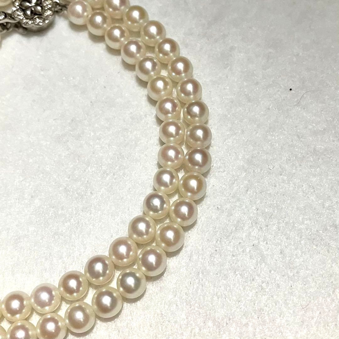 Akoya Baby Pearl Necklace White Real Pearl Silver Flower Clasp 5mm 41cm 16.1in