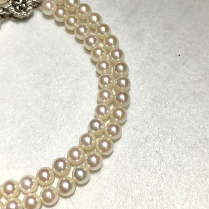 Akoya Baby Pearl Necklace White Real Pearl Silver Flower Clasp 5mm 41cm 16.1in