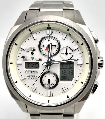 Citizen Attesa ATV53-3021 Eco-Drive Radio Solar Digi-Ana White Titanium Watch