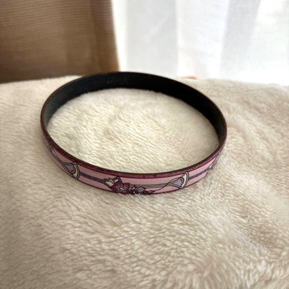 MICHAELA FREY Enamel Bangle Bracelet Pink Purple Floral Austria Copper 7.9in