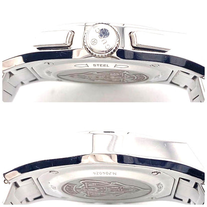 GUCCI Pantheon Chronograph 115.2 Watch Black Dial Steel Silver Men Used