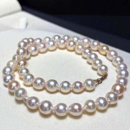 Akoya Pearl Necklace Baroque 7.0-7.5mm White Pink K14 Gold Clasp 41cm 16.1in