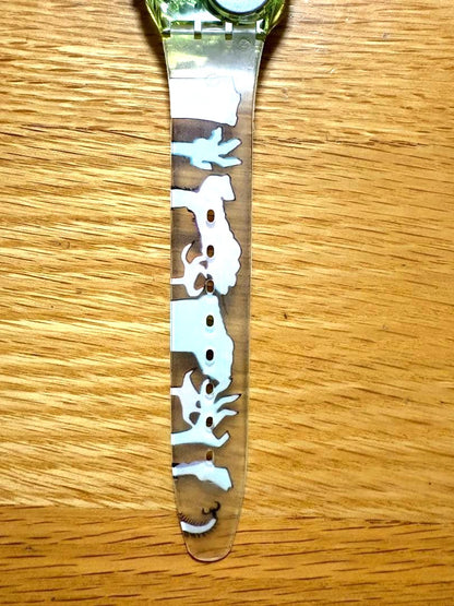 Swatch x Jamie Hewlett Gorillaz Quartz Watch GK230 Clear Band Swiss 1997 Vintage