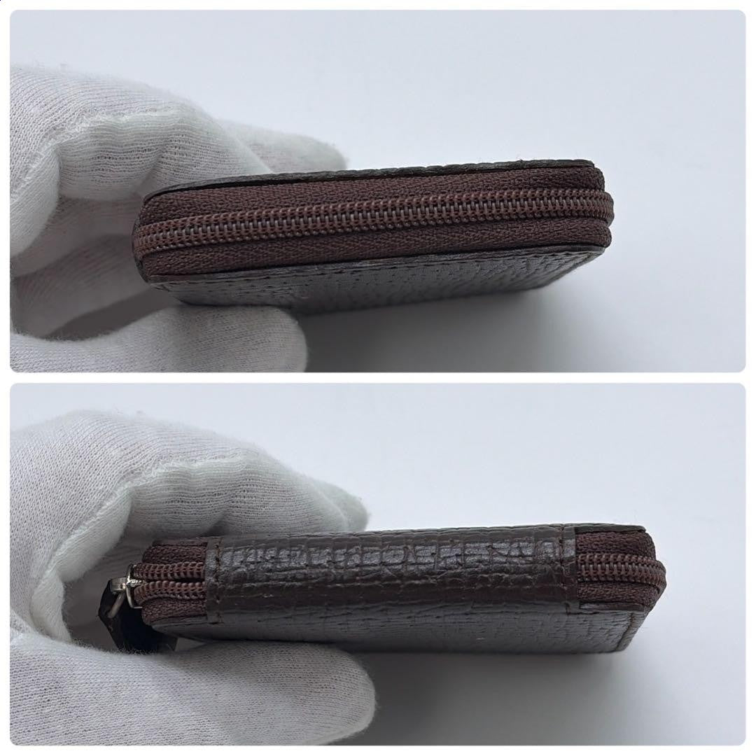 Loewe Dark Brown Leather Zip Around Coin Case 8.5 x 7.5cm 3.3 x 2.9in