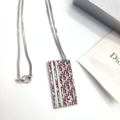 Christian Dior Bordeaux Trotter No2 Two Line Plate Necklace 55cm 21.7in Y2K