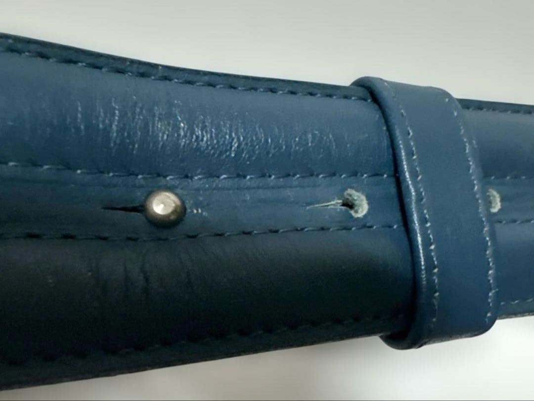 Chloé Kids Leather Belt Bow Buckle Peacock Blue 85cm 33.5in Authentic