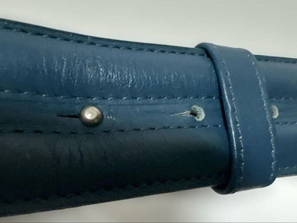 Chloé Kids Leather Belt Bow Buckle Peacock Blue 85cm 33.5in Authentic