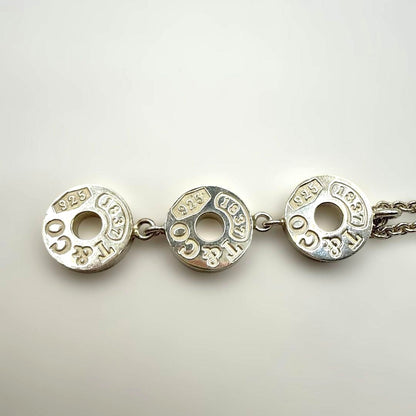 Tiffany & Co. 1837 Three Drop Circle Necklace Silver 925 Pendant Chain 16in