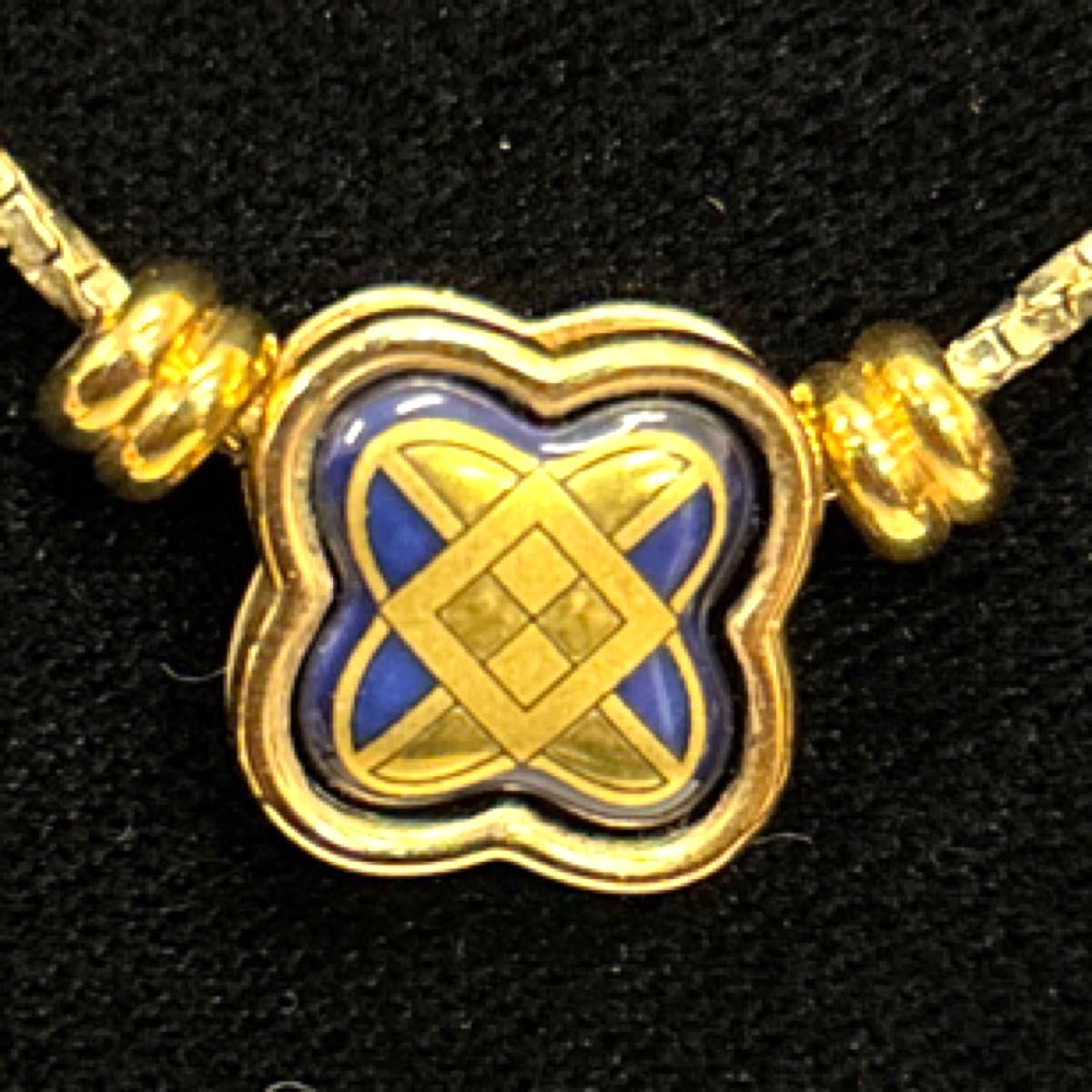 Michaela Frey Wien Clover Pendant Necklace Gold Blue Enamel Vienna FREYWILLE