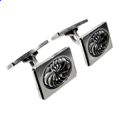 Georg Jensen Cufflinks Sterling Silver 925 Rectangle Swirl Design Mens Denmark