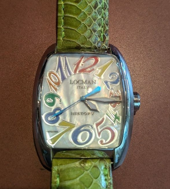 Locman History REF.486N Analog Quartz Watch Multi Color Numbers Leather Belt