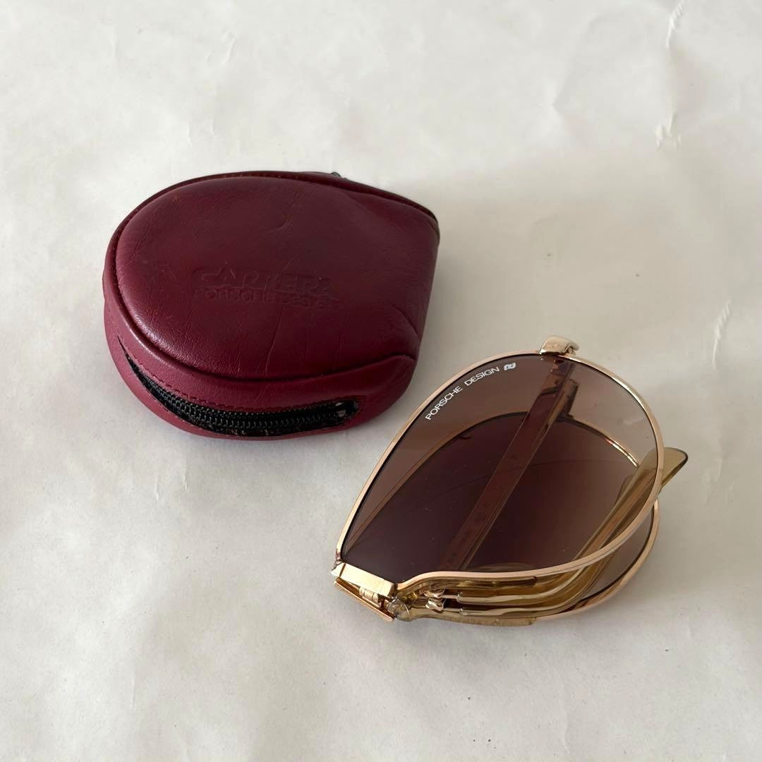 Carrera Porsche Design Vintage Foldable Sunglasses Gold Frame Brown Lens Austria