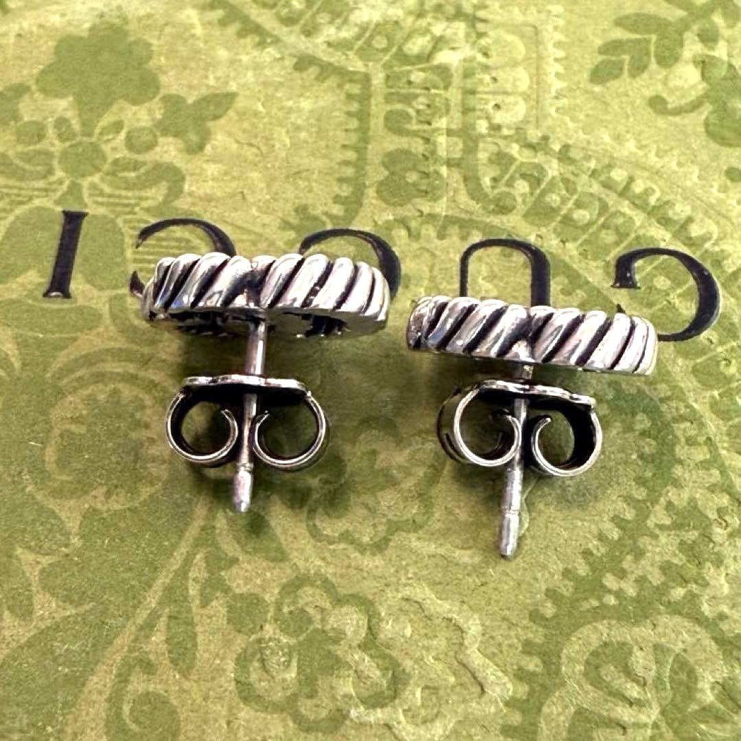 Gucci GG Marmont Double G Twist Stud Earrings Silver 925 Authentic Japan Used