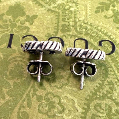Gucci GG Marmont Double G Twist Stud Earrings Silver 925 Authentic Japan Used