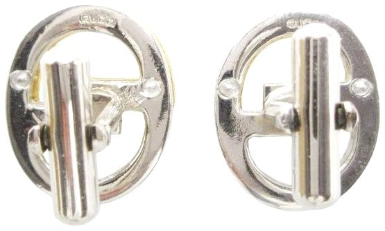 Gucci Interlocking G Cufflinks Gold Silver Tone Two-Tone Men 0.7x0.8in Used