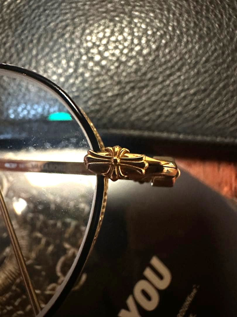 Chrome Hearts Vagabond Clear Glasses Gold Metal Round Frame Authentic Japan Used