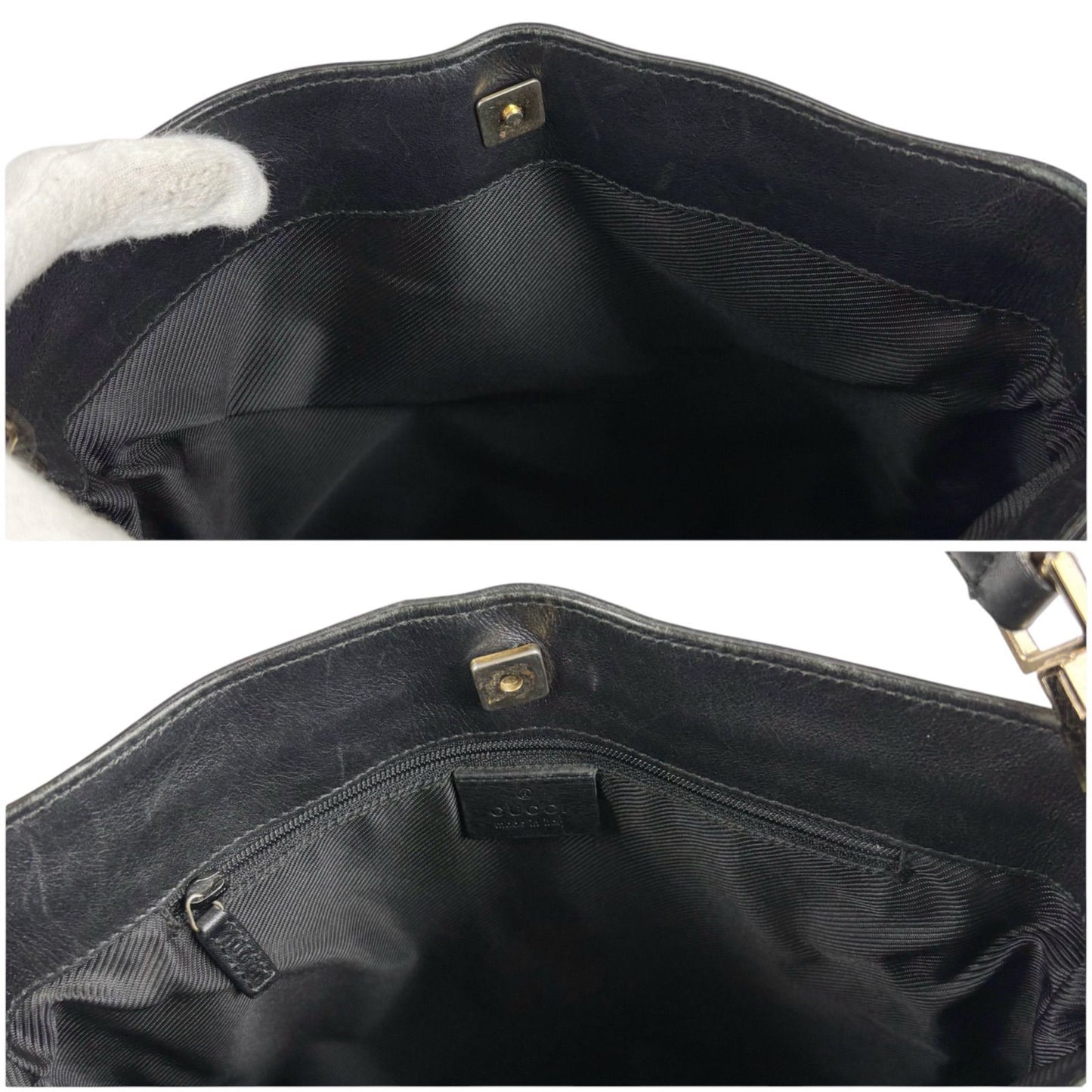 Gucci Auth GG Canvas One Shoulder Hobo Bag Black 27x25cm 10.6x9.8" Strap 46cm